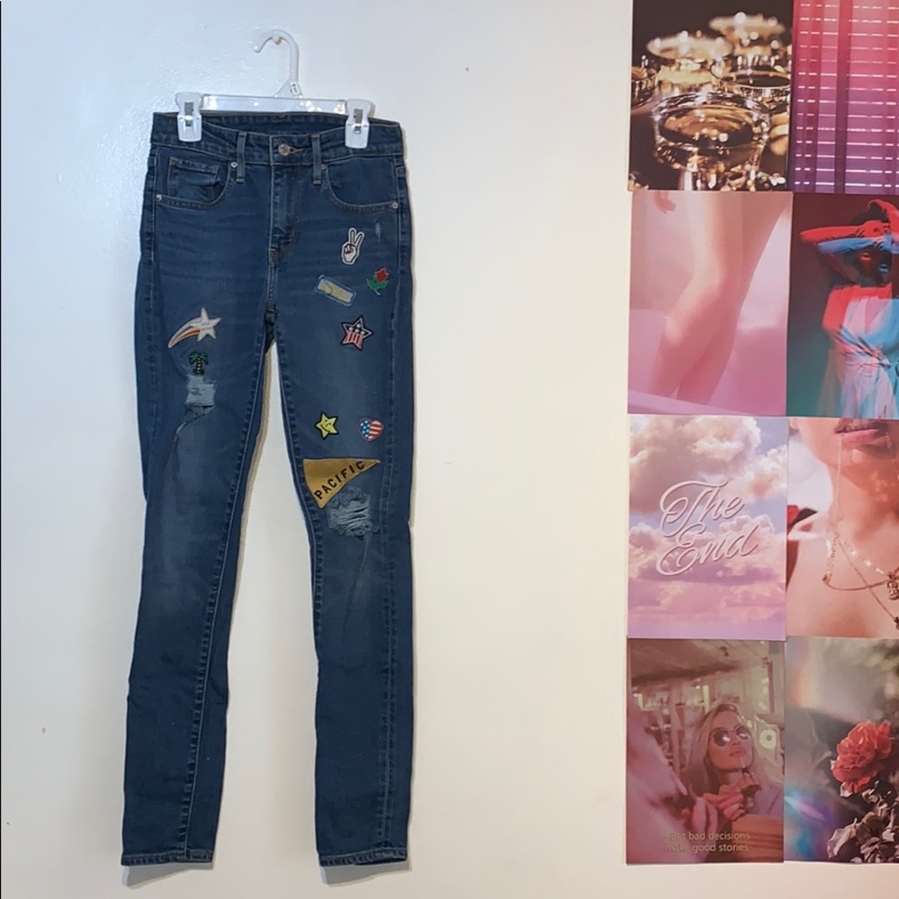 levi limited 721 patch skinny jeans size 24